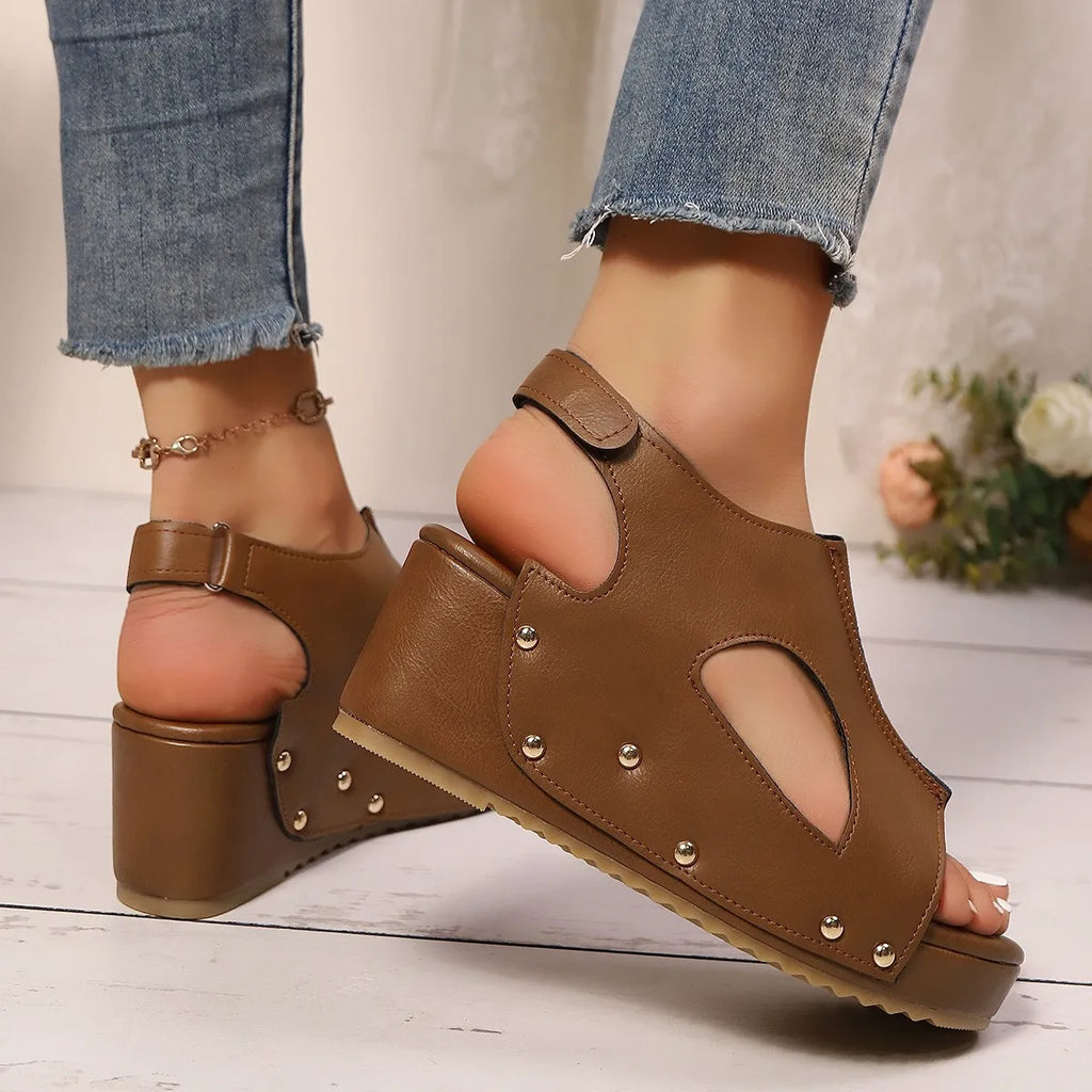 Summer New Fashionable, Elegant, Sexy, Banquet High-heeled Sandals, Round-headed, Open-toe, Comfortable, Casual Women's Shoes