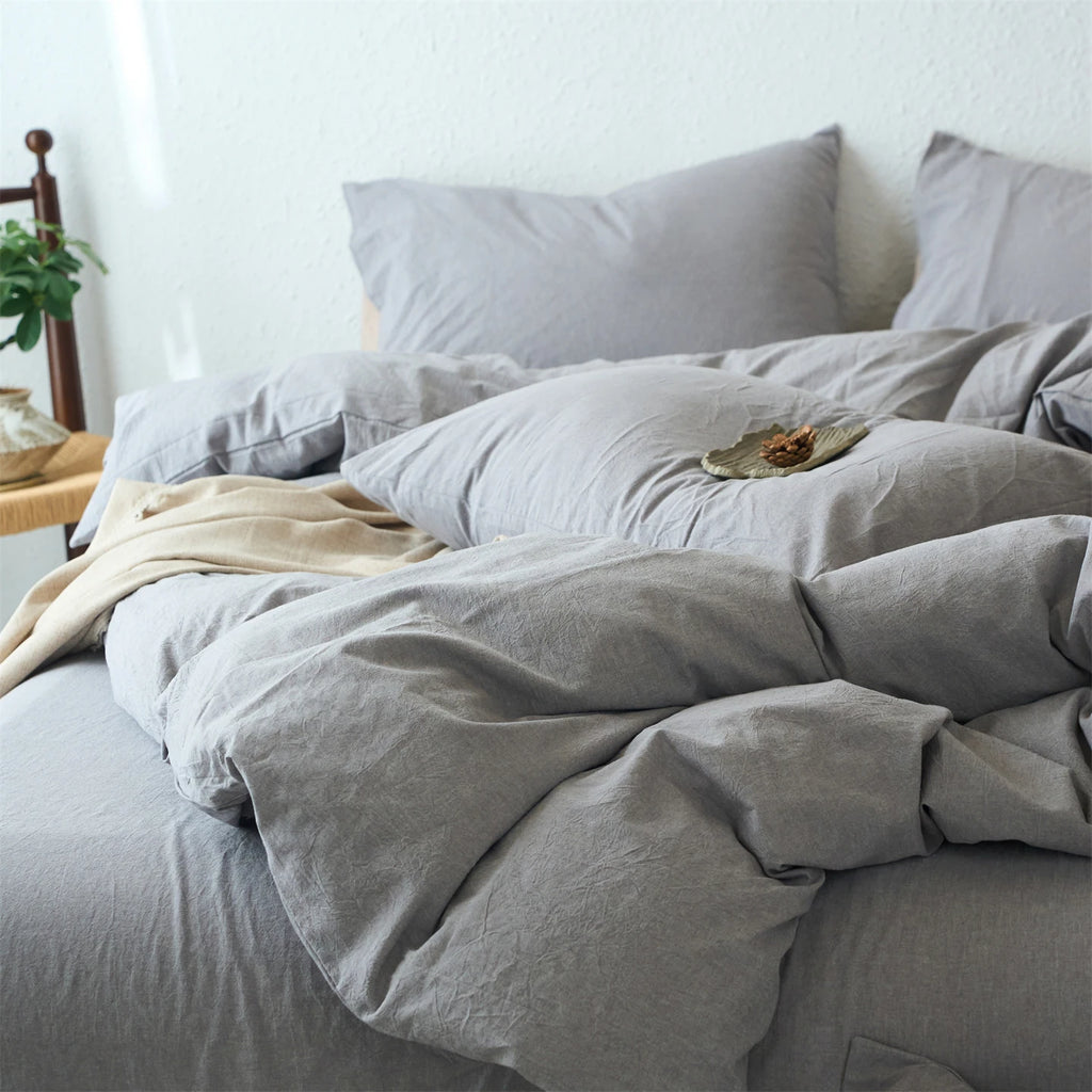 100% Cotton Duvet Cover Yarn-dyed Washed Cotton Quilt Cover Luxury Ultra Soft Wrinkle Resistant Bedding Comforter Cover