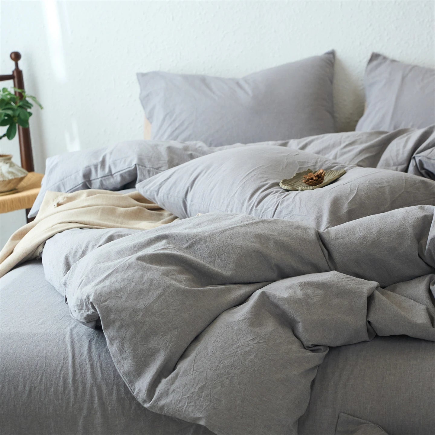 100% Cotton Duvet Cover Yarn-dyed Washed Cotton Quilt Cover Luxury Ultra Soft Wrinkle Resistant Bedding Comforter Cover