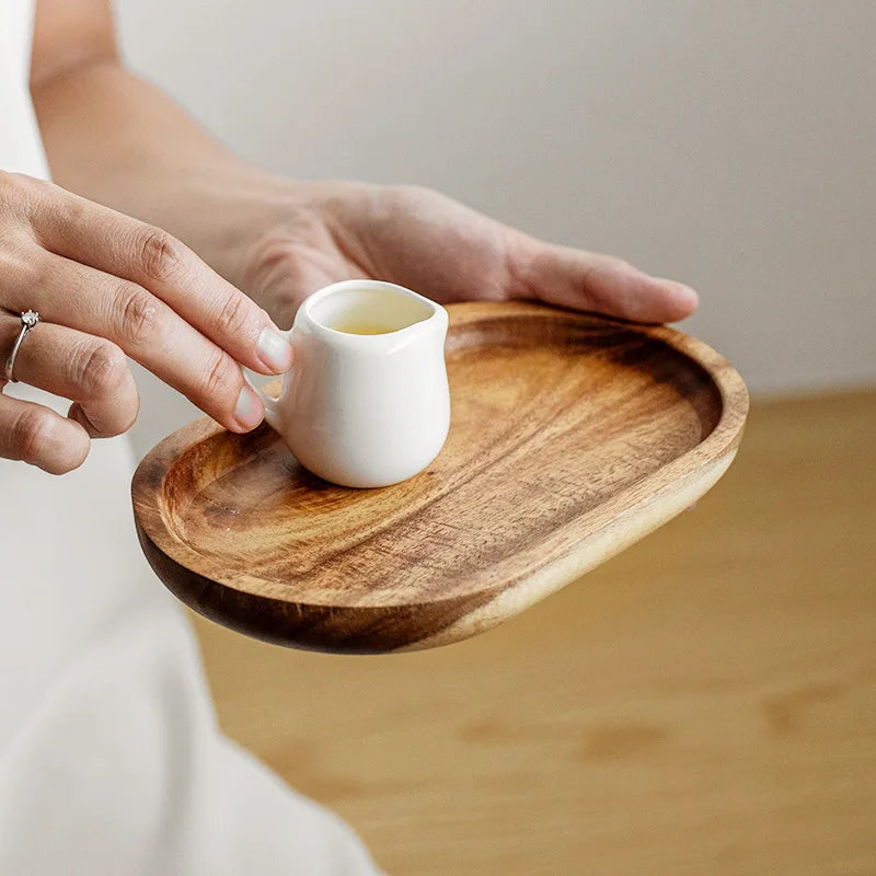 Walnut Wooden Tray Ins Wind Small Wooden Plate Japanese Rectangular Dinner Plate Cake Bread Coffee Tea Solid Wood Plate Tray