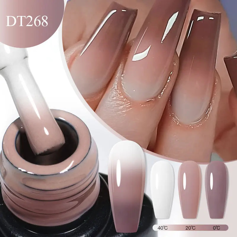 7ml Thermal Gel Nail Polish 3 Layers Temperature Color Changing Gel Winter Grey Semi Permanent Soak Off Nails Art UV Gel Varnish