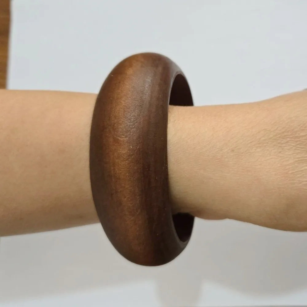 Elegant New Wide Wooden Bangles Round Geometric Square Bracelets Thick Women Bangles Girl Jewelry Accessories Girl Ladies Gift