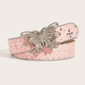 Y2K Butterfly Leather Belt For Women Pink Waistband Punk Waistband Retro Bride Decoration Gothic Accessories Dress Jeans Belt