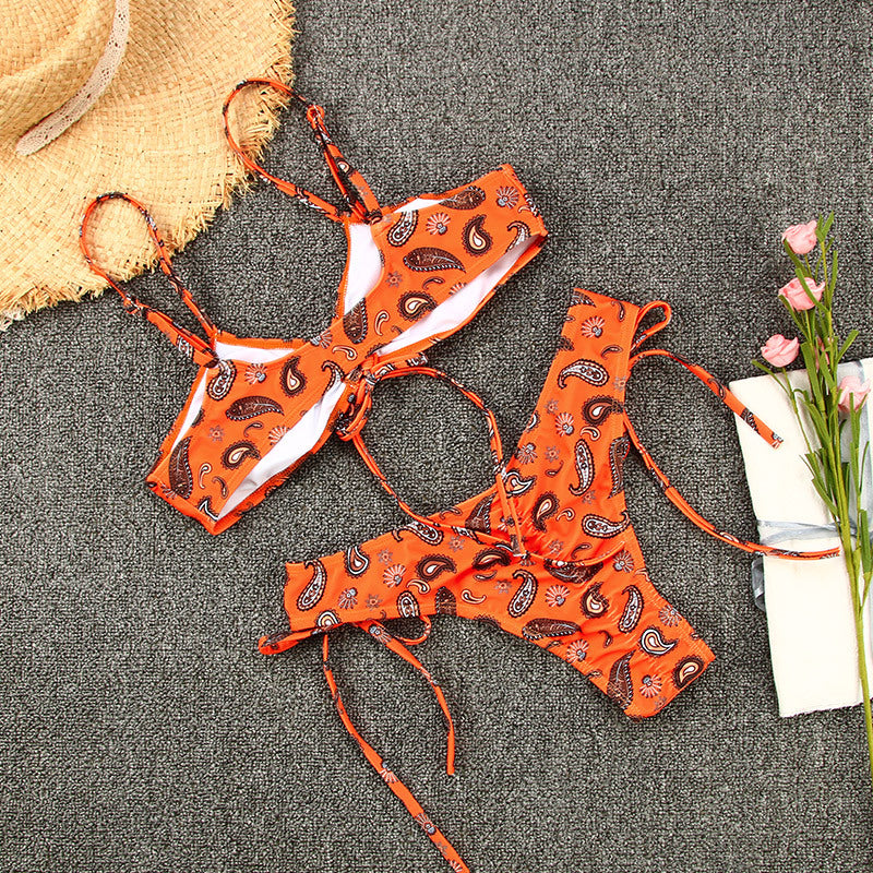 Printed Sexy Bikini Set Women Swimsuit Female Spaghetti-Strap Floral Swimwear Bathing Suits