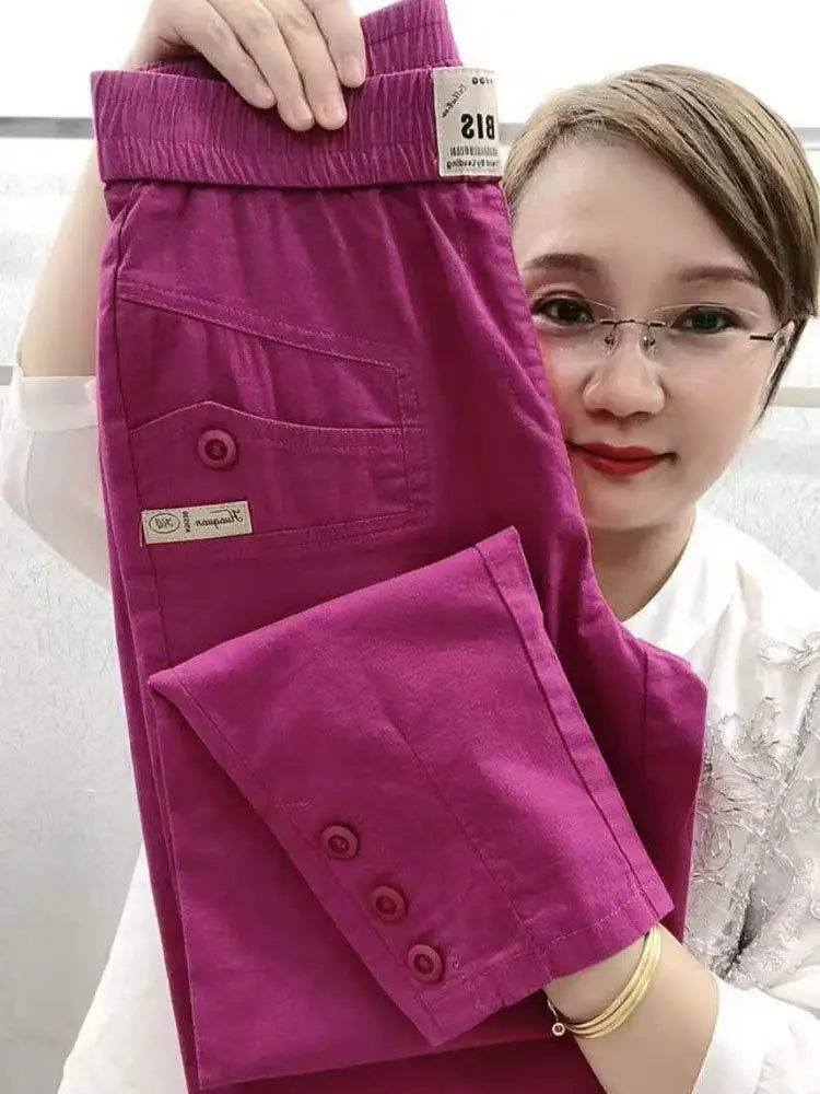 Cotton Linen Women's Loose Fit Casual Pants Thin Slimming Harlan Style High Waist Nine Points Commuter Fashion Spring 2023