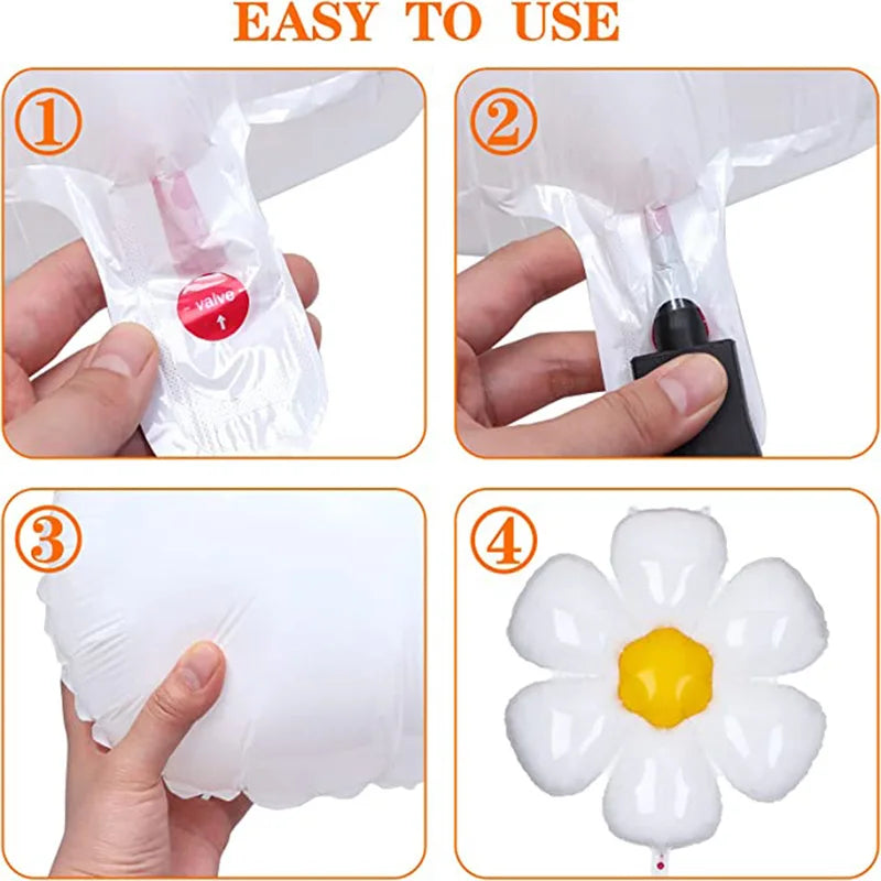 109PCS White Flower Daisy Theme Arch Garland Balloons Retro Pink Peach Latex Balloon Anniverary Kids Birthday Party Decor Gifts