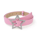 Y2K Star Buckle Belt Pink Leather Elastic Binding Embellished Waistband Sparkling Rhinestone Retro Bride Decoration Accessories