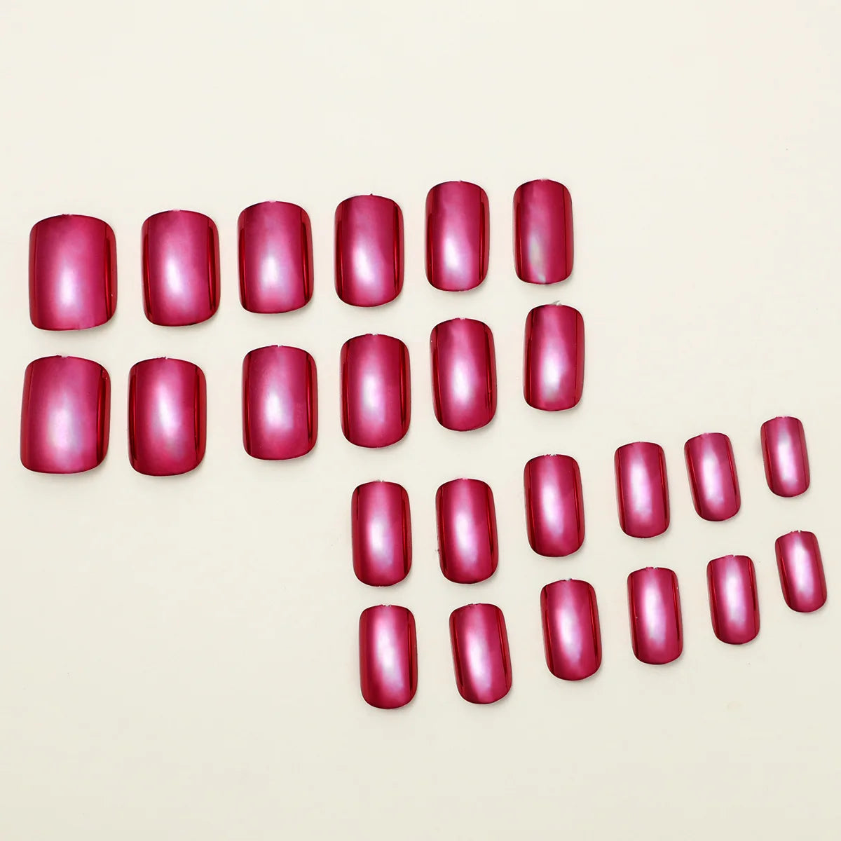 24pcs/set short fake nails metallic red black rose green blue silver golden square tips mirror effect press on false nail art