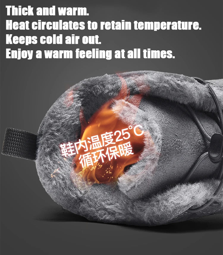 Boots Men's Non-Slip Casual Walking Shoes Wear-Resistant Mountain Hiking Sneaker Outdoor Winter Warm Cotton Shoes