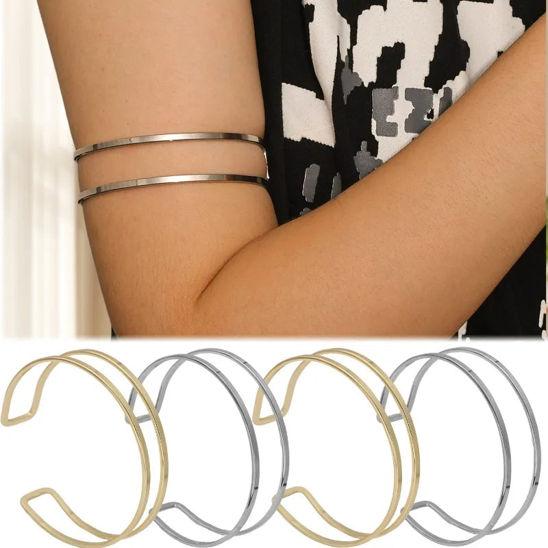 Fashion Wire Bangles Adjustable for Men Women Double Layer DIY Bangle Accessories Supplies Arm Cuff Upper Band Bracelet