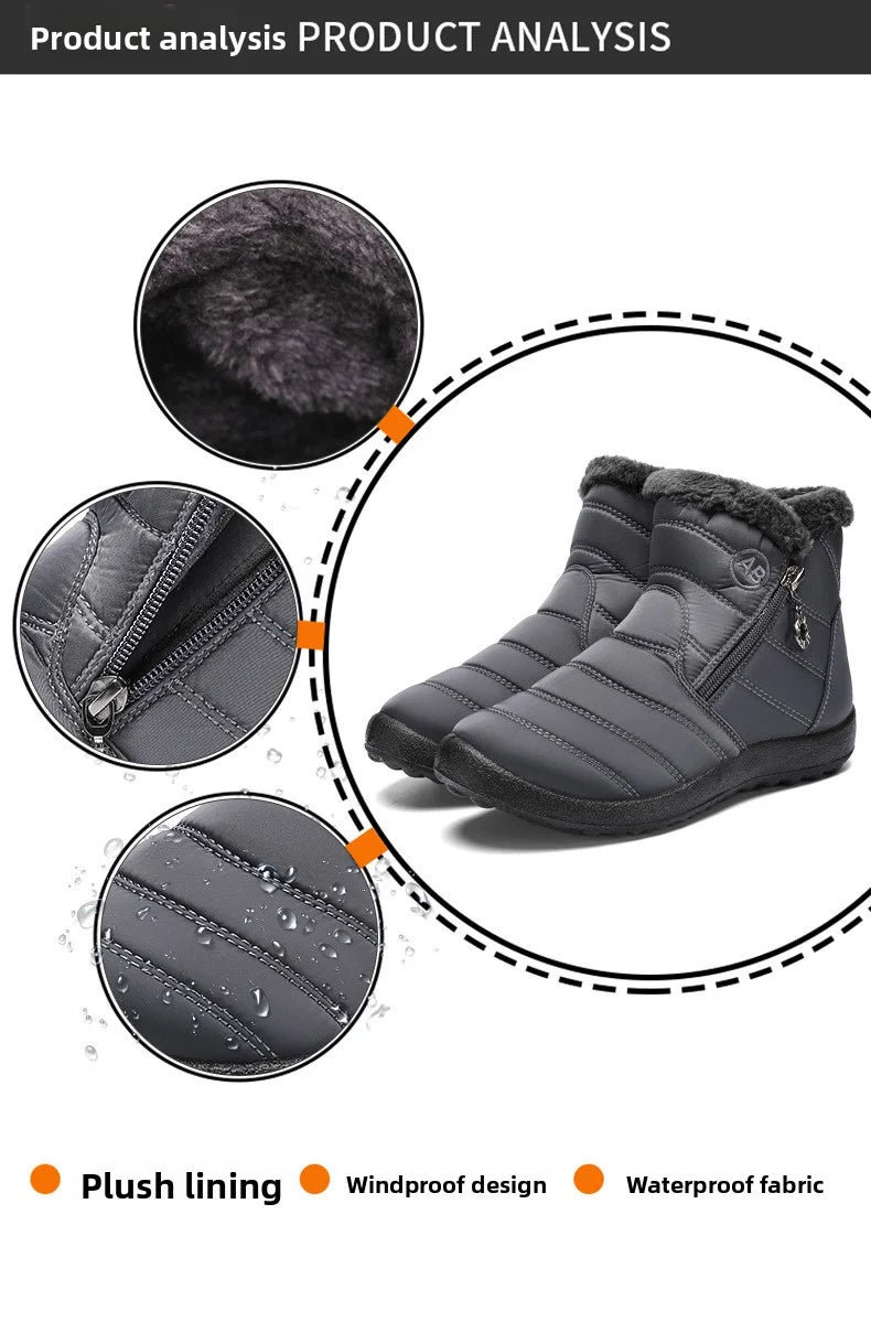 Women's Boots Women's Ankle Boots With Fur Winter Shoes Women Low Heels Winter Boots Snow Waterproof Botas Mujer Winter Footwear