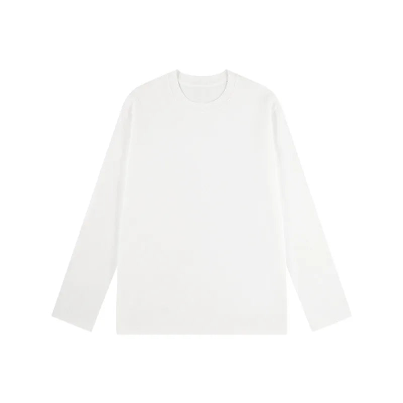 2026 100% Cotton T Shirt Women Autumn Winter Ribbed Causal O-Neck Basic Long Sleeve Harajuku Tops Fashion Loose Versatile Tees