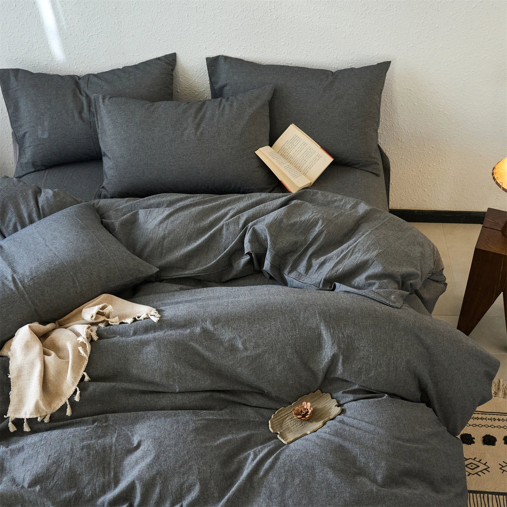 100% Cotton Duvet Cover Yarn-dyed Washed Cotton Quilt Cover Luxury Ultra Soft Wrinkle Resistant Bedding Comforter Cover