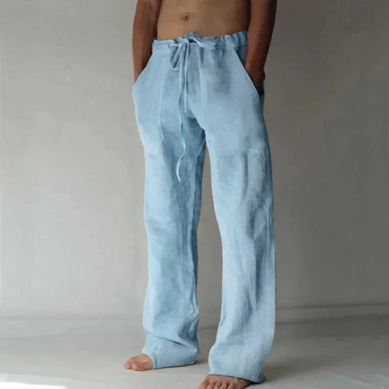 Men's Cotton Linen Pants Male Autumn New Breathable Solid Color Linen Trousers Fitness Streetwear S-4XL