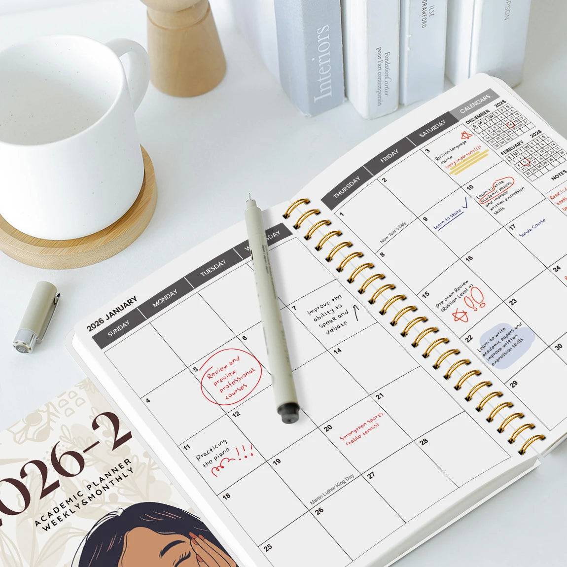 2026-2027 A5 Weekly & Monthly Planner – Jan 2026 to Dec 2027 Spiral Organizer with Calendar & Notes, School & Office Supplies