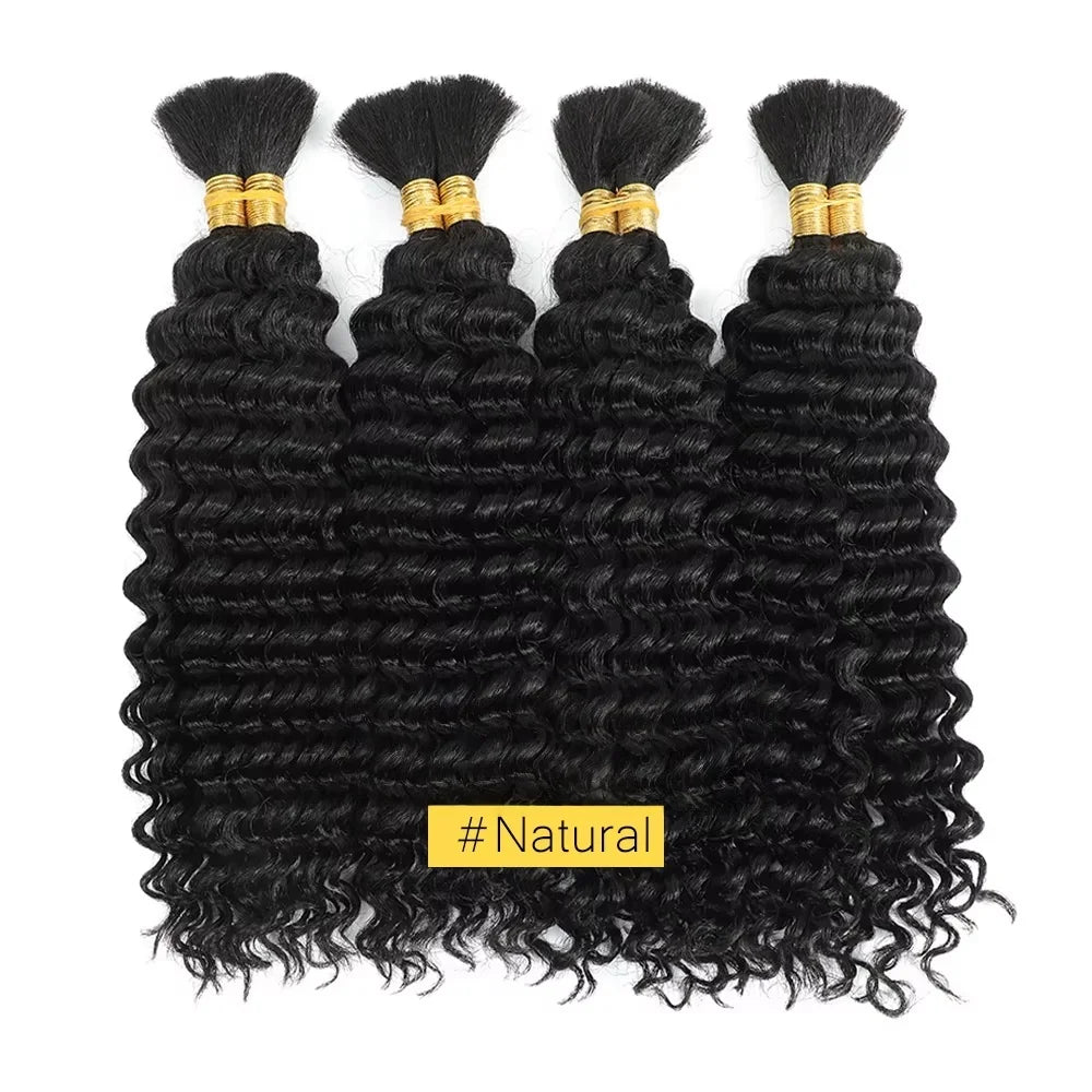 16-24 Inch Deep Wave Human Braiding Hair 100% Unprocessed Human Hair Braiding Hair No Weft Curly Bulk Human Hair for Braiding