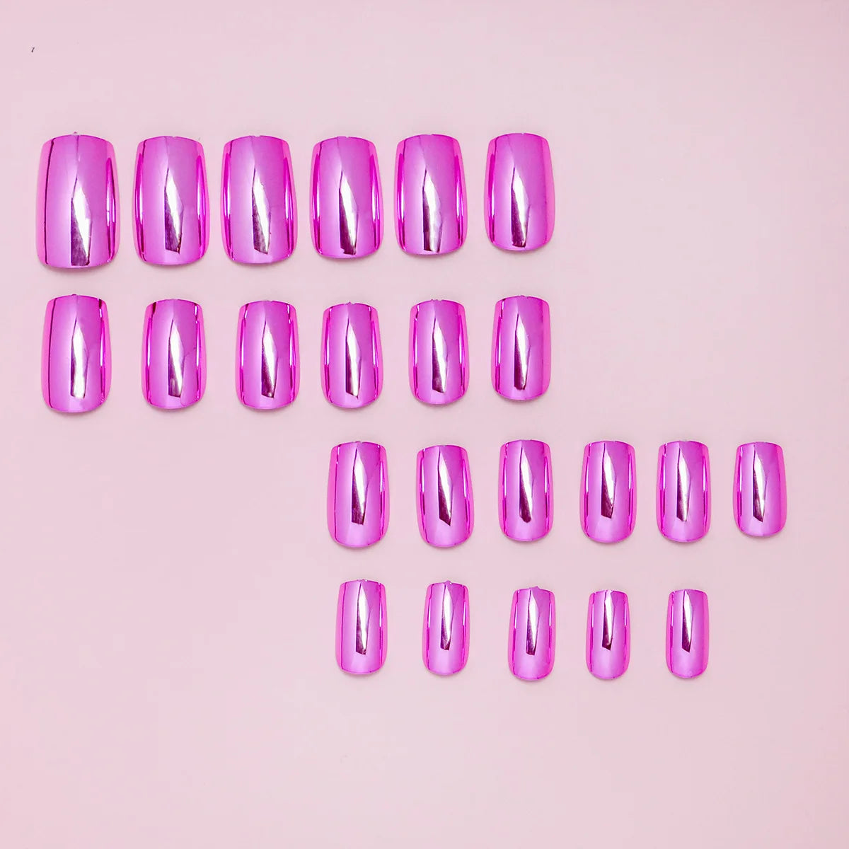 24pcs/set short fake nails metallic red black rose green blue silver golden square tips mirror effect press on false nail art