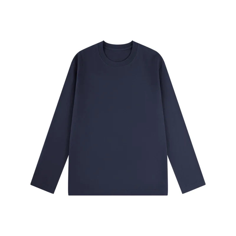 2026 100% Cotton T Shirt Women Autumn Winter Ribbed Causal O-Neck Basic Long Sleeve Harajuku Tops Fashion Loose Versatile Tees