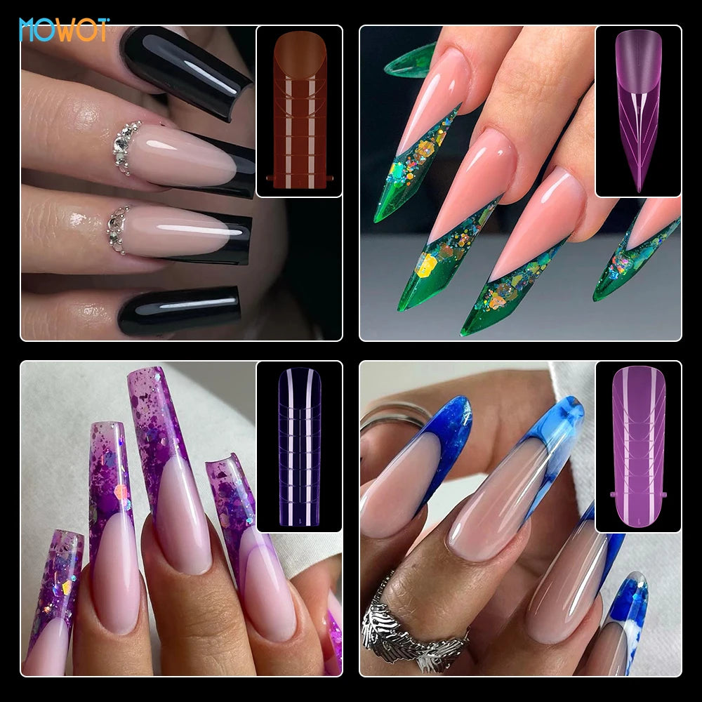 MOWOT 292pcs Color Dual Form Nail Mold Sets Acrylic Nails Extension Quick Building Gel Mold Reusable False Nail Tips Nail Forms