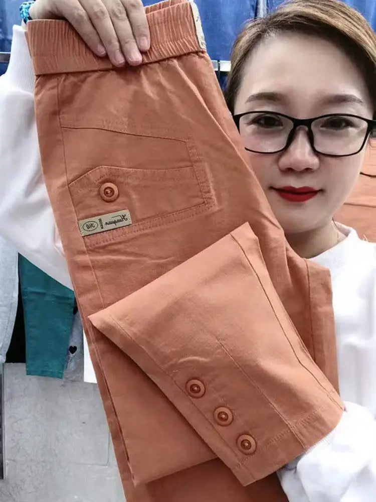Cotton Linen Women's Loose Fit Casual Pants Thin Slimming Harlan Style High Waist Nine Points Commuter Fashion Spring 2023