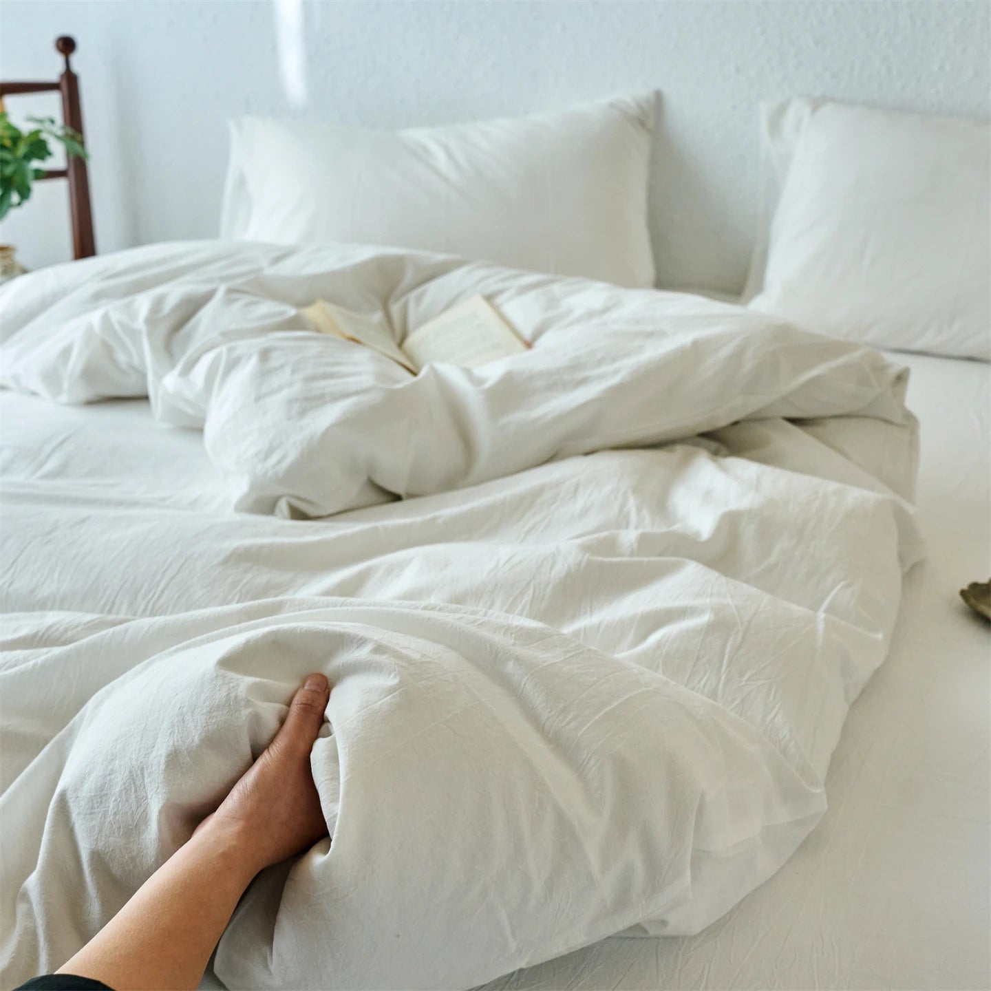 100% Cotton Duvet Cover Yarn-dyed Washed Cotton Quilt Cover Luxury Ultra Soft Wrinkle Resistant Bedding Comforter Cover