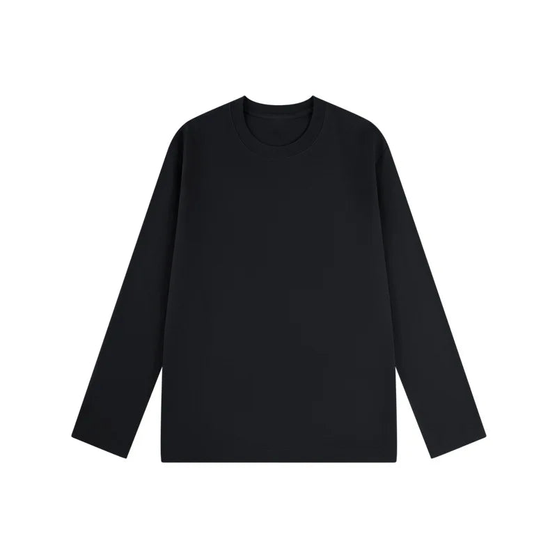2026 100% Cotton T Shirt Women Autumn Winter Ribbed Causal O-Neck Basic Long Sleeve Harajuku Tops Fashion Loose Versatile Tees