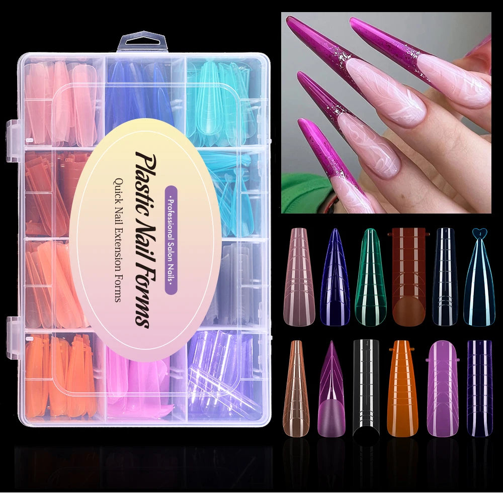 MOWOT 292pcs Color Dual Form Nail Mold Sets Acrylic Nails Extension Quick Building Gel Mold Reusable False Nail Tips Nail Forms