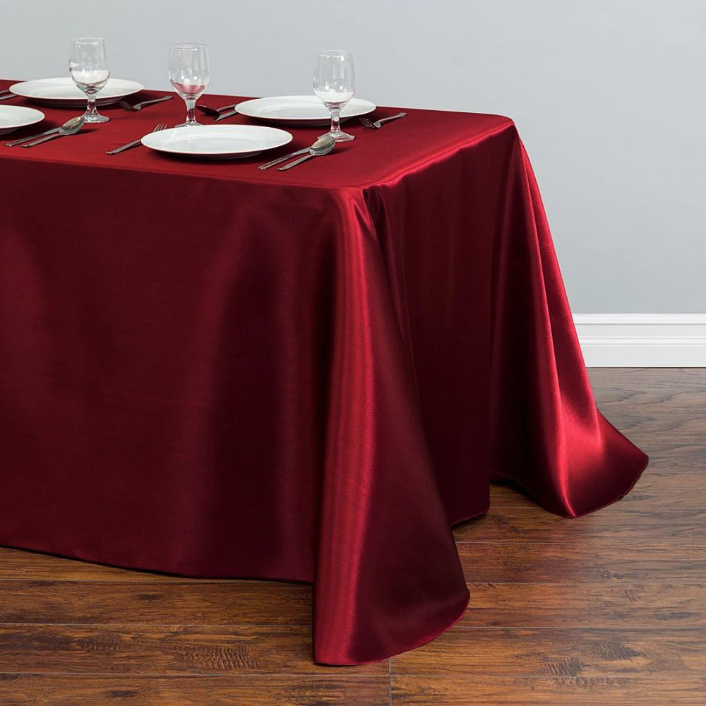Wedding Tablecloth Rectangular Satin Table cloth Black Overlay Cover Champagne Table Cloth Party Dinner Banquet Decoration