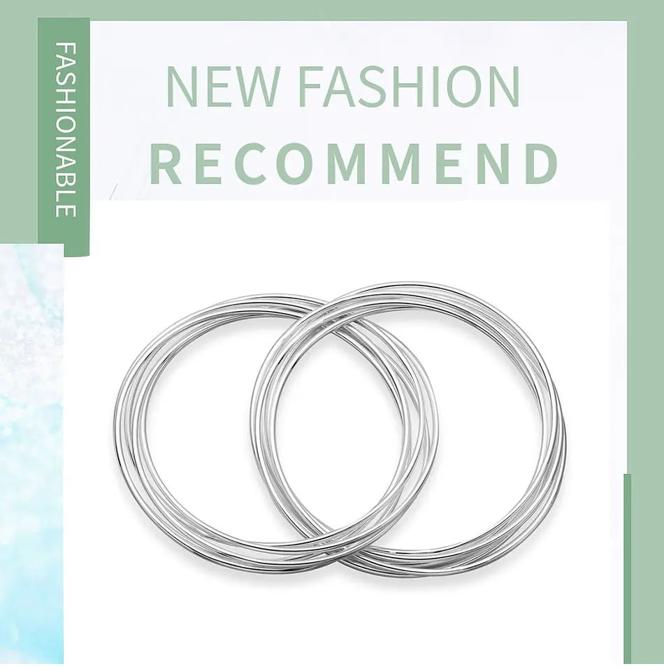 Aravant 925 Silver 10 Circle Triple Ring Bangle For Men Women Fashion Jewelry