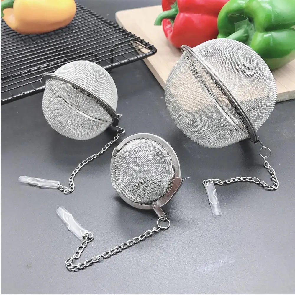 Tea Ball Stainless Steel Tea Infuser Stainless Steel Mesh Tea Ball Tea Strainers With Chain Seasoning Spices Strainers Filters