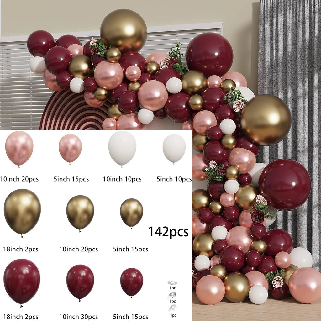 142Pcs DIY Garland Balloons Kits with For Birthday Party Celebration Graduation Wedding Baby Shower Ceremony Anniversary