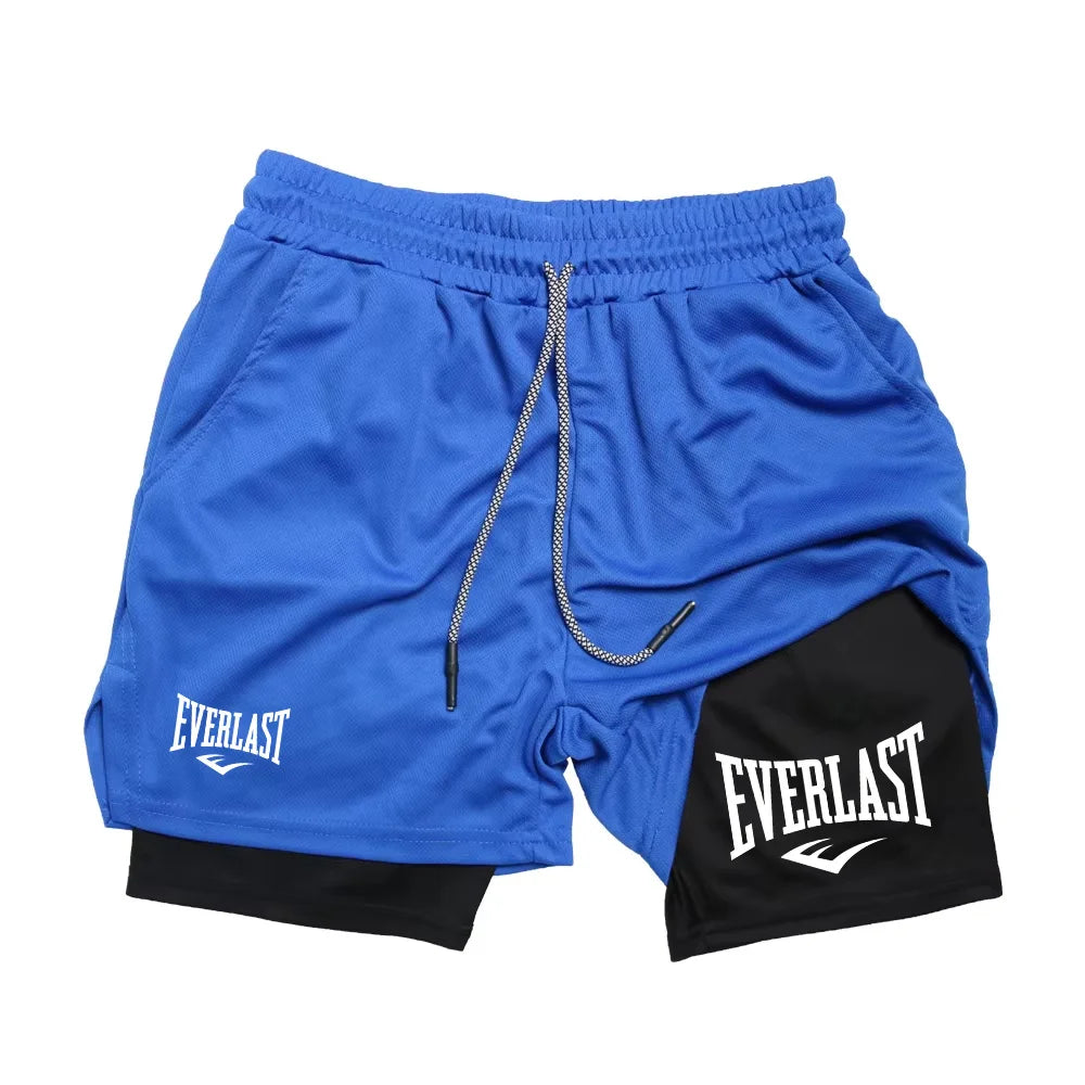 Men Running Shorts  Double-deck Sport Shorts Sportswear Gym Fitness Short Pants Training Jogging Bottom Men's Clothing