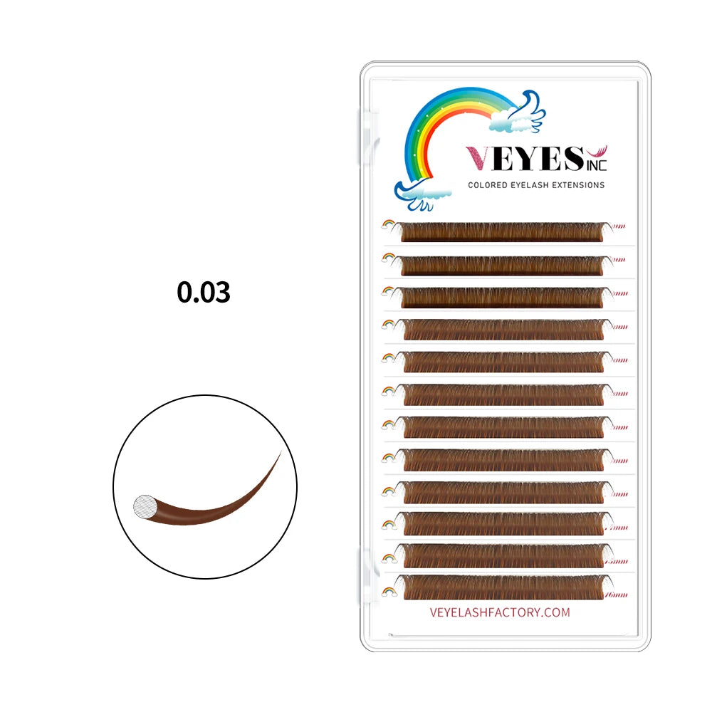 Veyes Inc 0.03mm Honey Brown Eyelash Extensions Veyelash Soft 8-16MM False Lashes Faux Mink Individual Volume Lashes Extensions