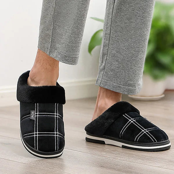 House Slippers for men Warm Memory Foam Soft Cushion Living Room Non Slip Indoor Comfortable Male Winter Bedroom Shoes Home ﻿