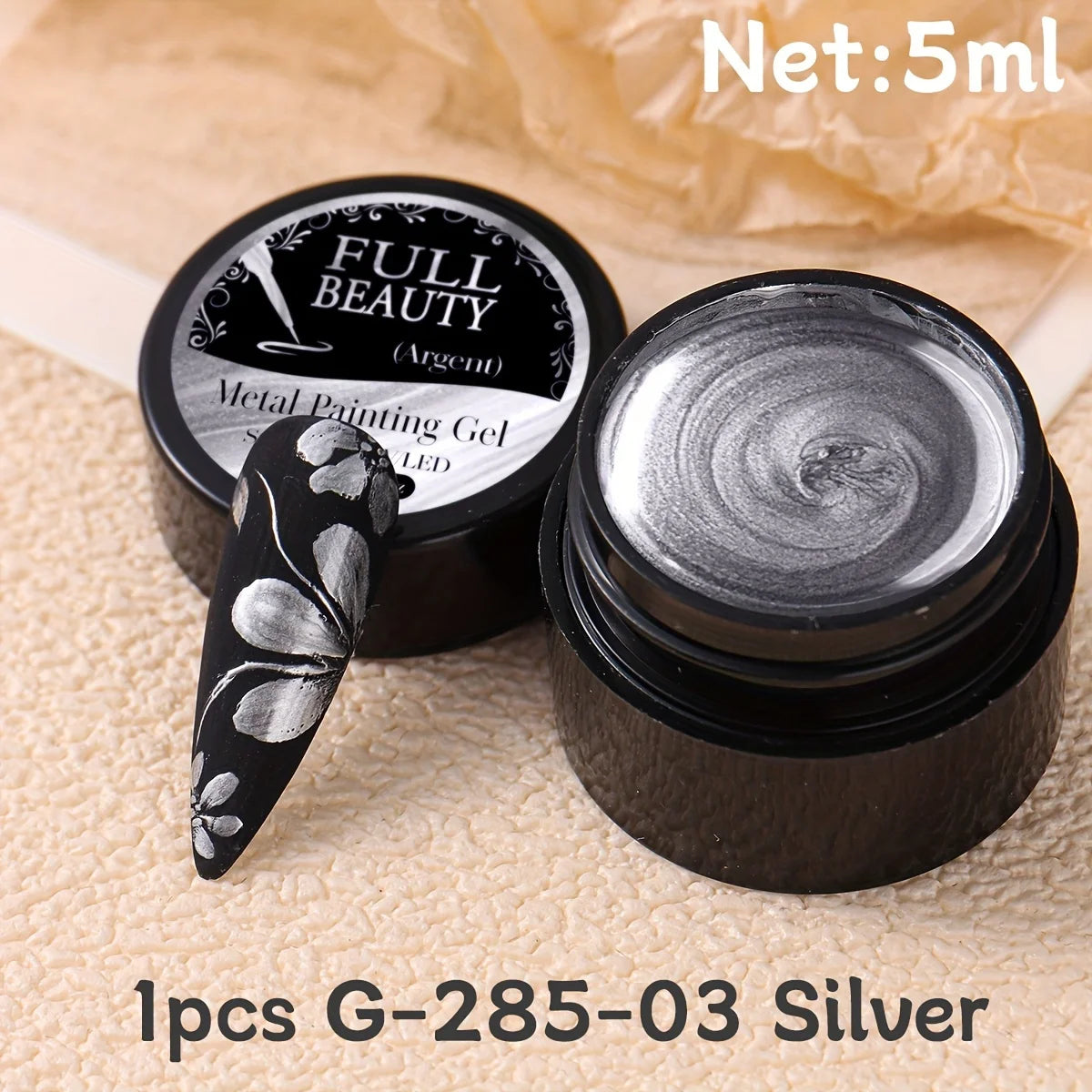 5mlGold Silver Metallic Chrome 3D Painting Gel Polish Super Bright Rose Gold Mirror Metal Gel Drawing UV/LED  Semi Permanent Gel