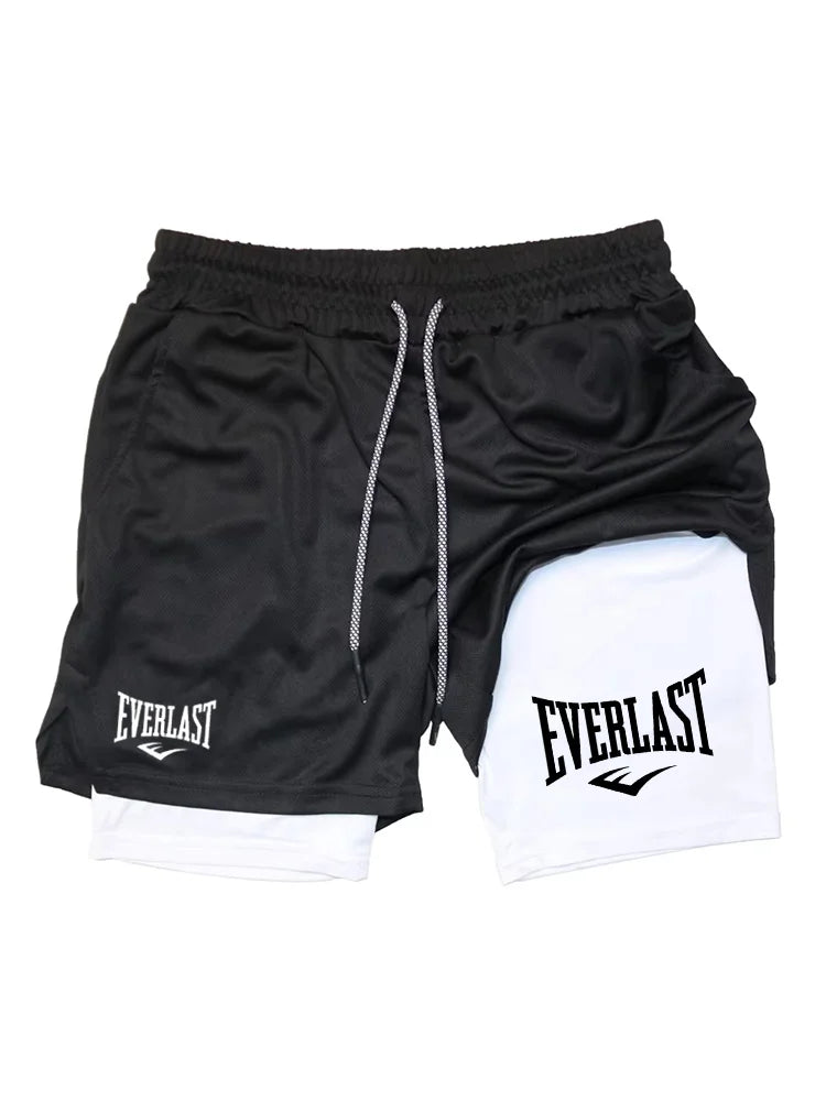 Men Running Shorts  Double-deck Sport Shorts Sportswear Gym Fitness Short Pants Training Jogging Bottom Men's Clothing
