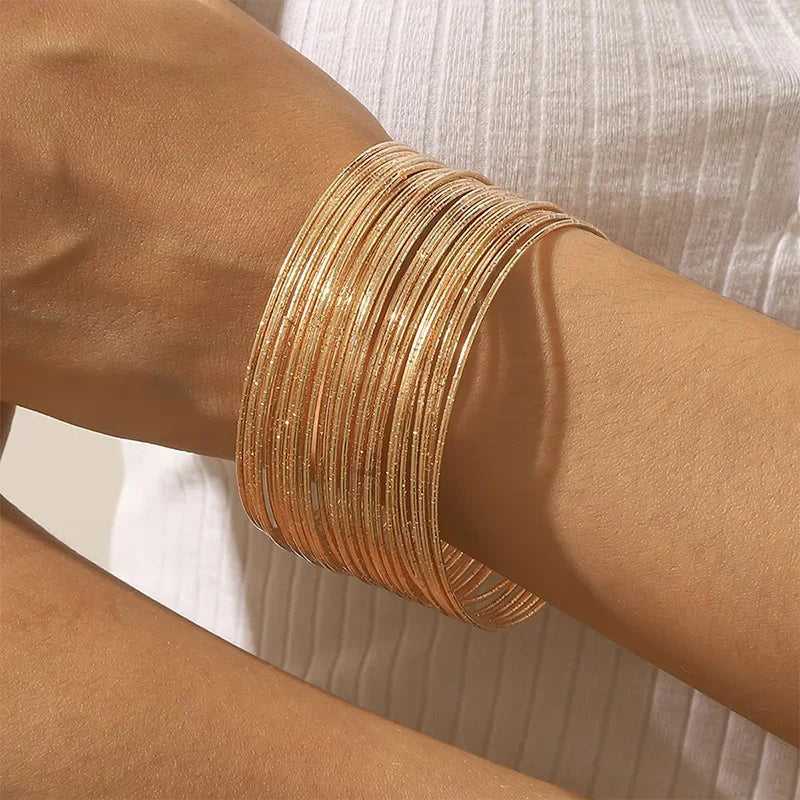 30 Pieces Metal Bangles Set For Women Timeless Fashion Jewelry Trendy Classic Styles Textured Thin Circles Colorful Gifts