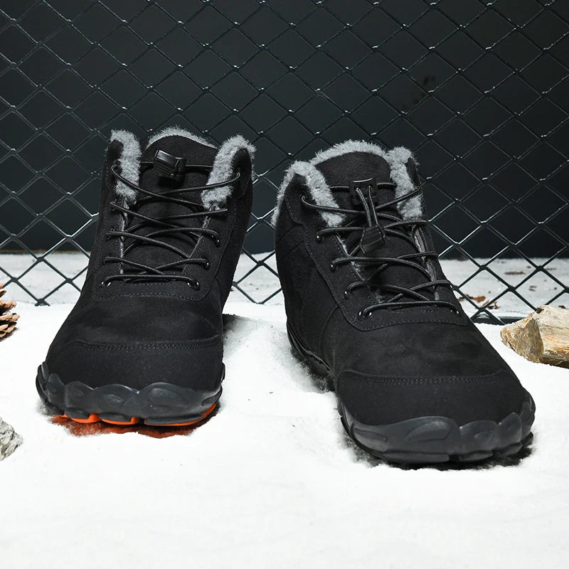 Boots Men's Non-Slip Casual Walking Shoes Wear-Resistant Mountain Hiking Sneaker Outdoor Winter Warm Cotton Shoes