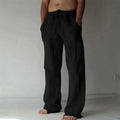 Men's Cotton Linen Pants Male Autumn New Breathable Solid Color Linen Trousers Fitness Streetwear S-4XL