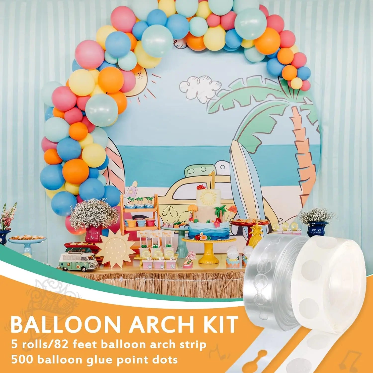 2/4/6/10Pcs Balloon Arch Strip Kit for Garland Balloon Tape Strips and  Point Dot Stickers for Wedding Birthday Party Decoration