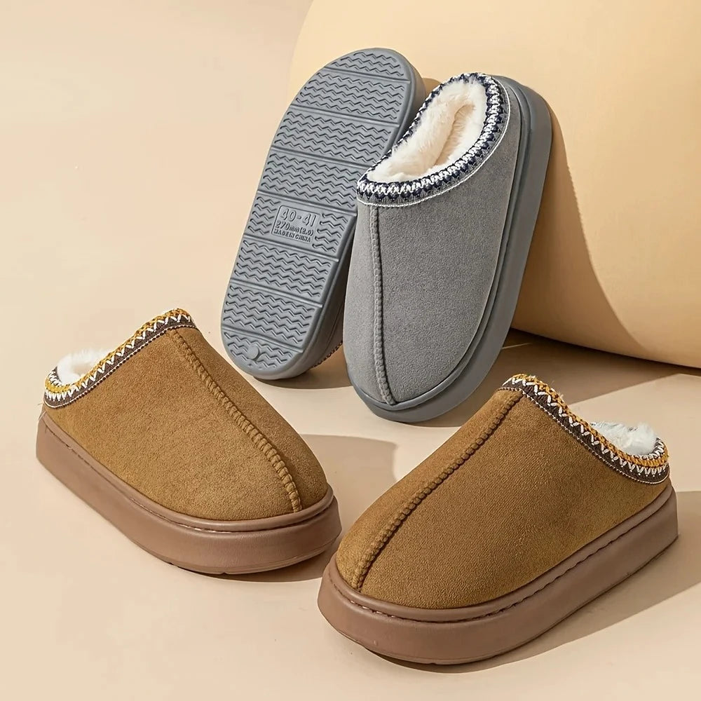 Women's Comfort Slippers Soft Sole Winter Warm Indoor Outdoor Shoes Elegant Couple Style For Home Bedroom Living Room Office