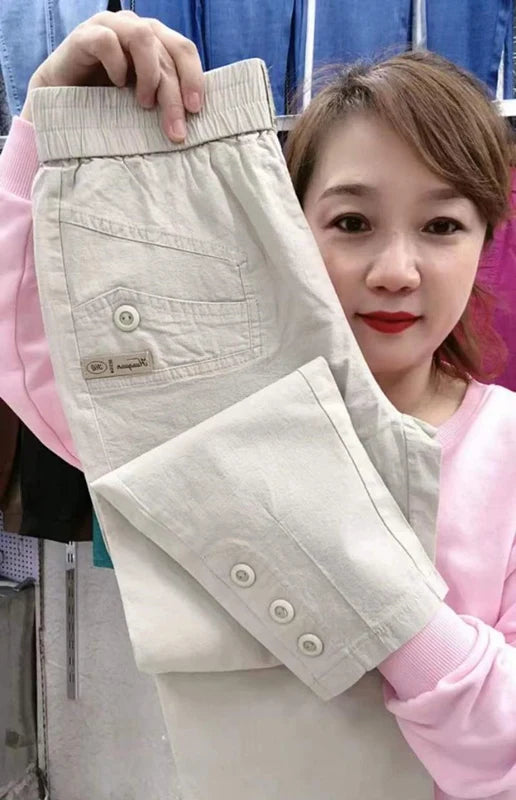 Cotton Linen Women's Loose Fit Casual Pants Thin Slimming Harlan Style High Waist Nine Points Commuter Fashion Spring 2023