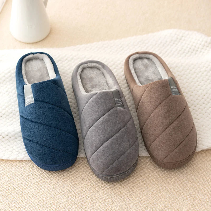 Men's and women's indoor plush warm cotton shoes thick bottom non-slip waterproof slippers winter indoor couple bedroom slippers