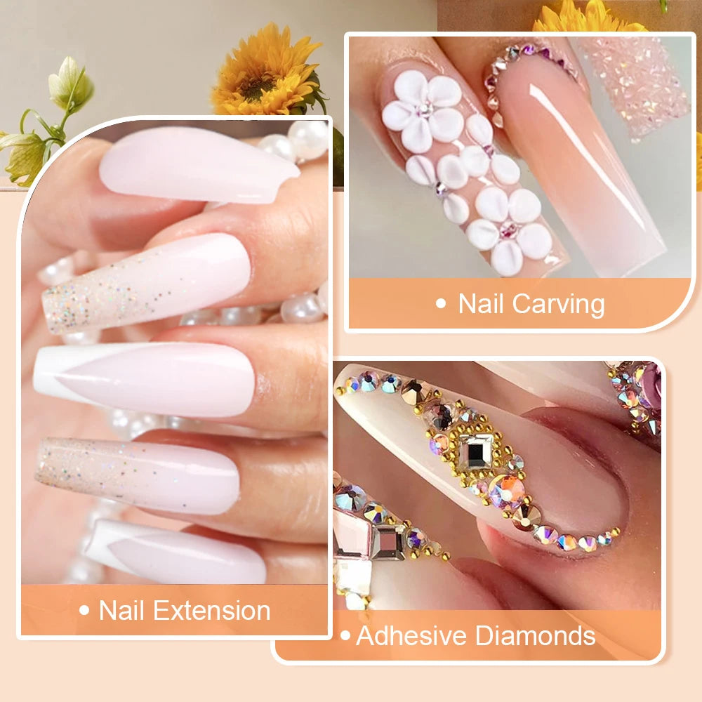 Crystal Powder Set Nail Acrylic Powder and Liquid Monomer Nails Art Decoration For Manicure Crystal Nail Glitter 3D Nail Tools