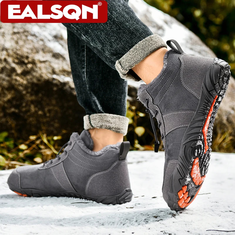 Boots Men's Non-Slip Casual Walking Shoes Wear-Resistant Mountain Hiking Sneaker Outdoor Winter Warm Cotton Shoes