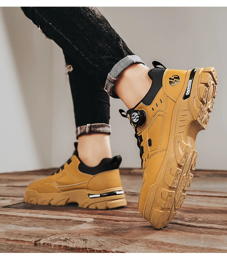 Men's boots autumn and winter new rotating shoelaces fashion casual boots youth outdoor boots anti slip soft sole workwear boots