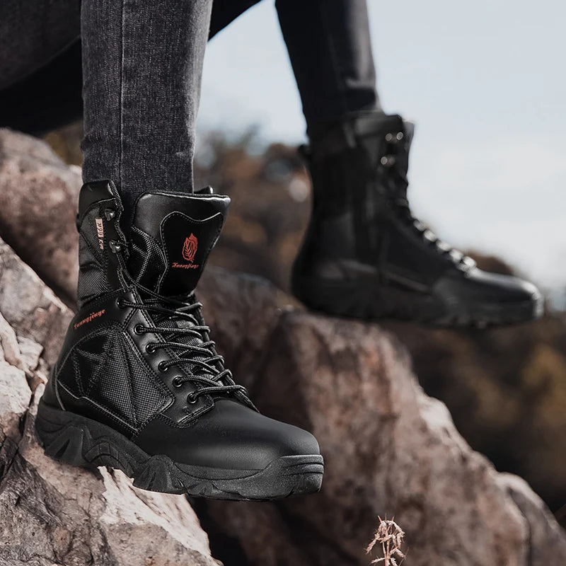 High-Top Anti-Smashing Work Boots Outdoor Waterproof Safety Shoes Steel Toe Non Slip Men's Boots Fashion Protective Men Shoes