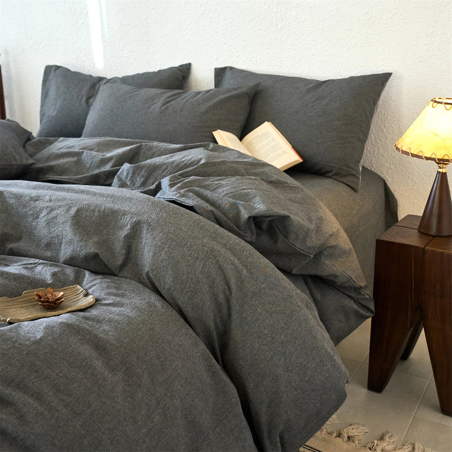 100% Cotton Duvet Cover Yarn-dyed Washed Cotton Quilt Cover Luxury Ultra Soft Wrinkle Resistant Bedding Comforter Cover