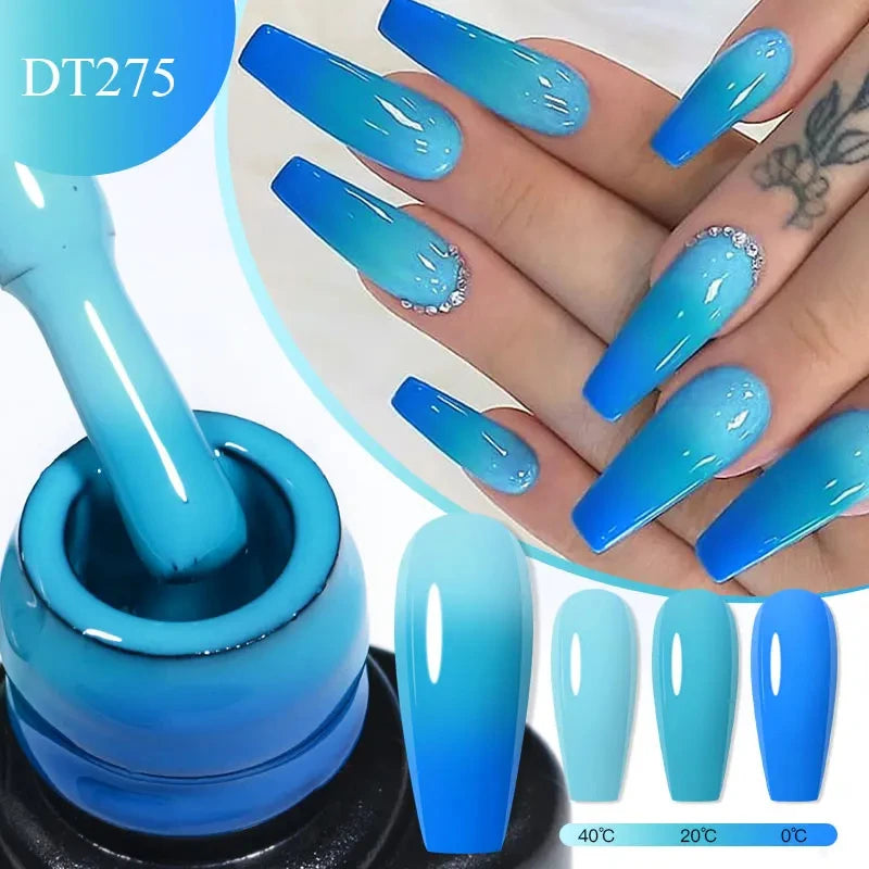 7ml Thermal Gel Nail Polish 3 Layers Temperature Color Changing Gel Winter Grey Semi Permanent Soak Off Nails Art UV Gel Varnish