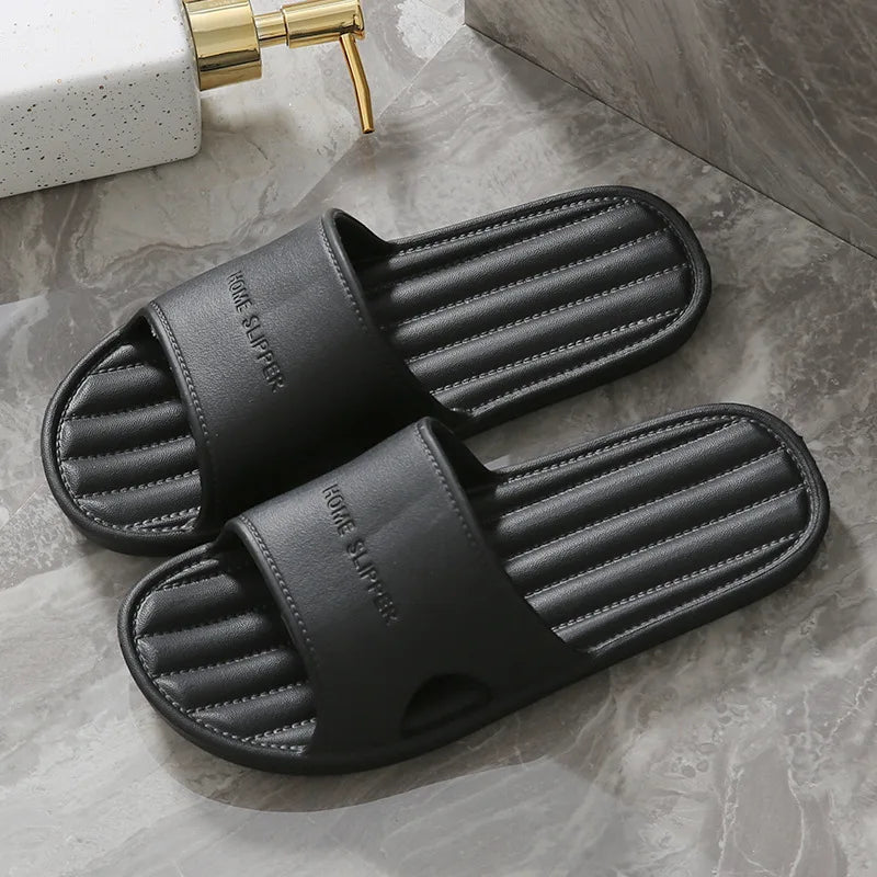 Men's Slippers Men's Summer Home Indoor Bath Non-Slip Home Bathroom Soft Bottom Home Couple Slippers Men's